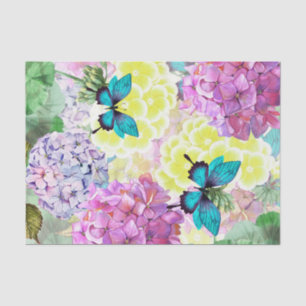 Bouquet Floral Blue Butterfly Decoupage Tissue Paper