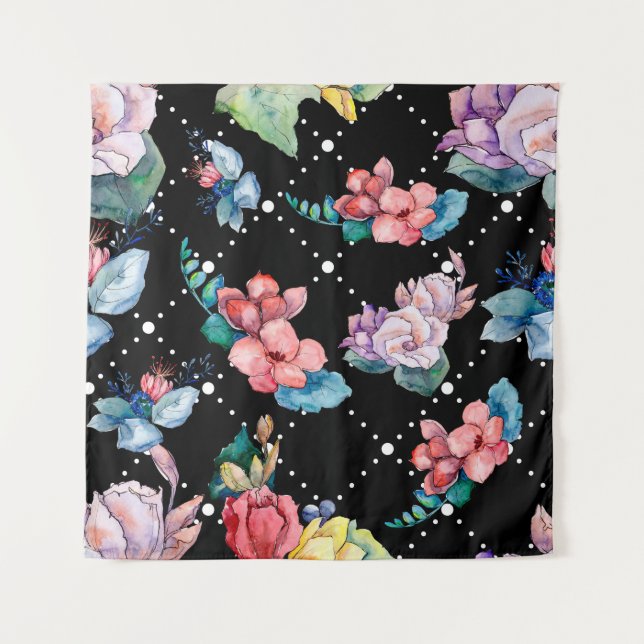 Bouquet floral botanical flowers. Wild spring leaf Tapestry (Front)