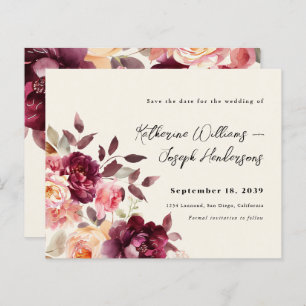Bouquet Floral Burgundy Wedding Save the Date