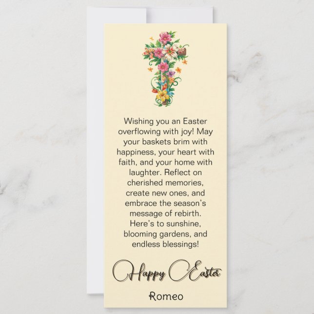 Bouquet Floral Cross Happy Easter Card (Front)