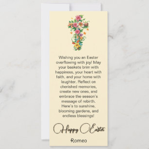 Bouquet Floral Cross Happy Easter Card
