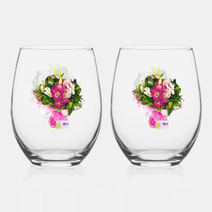 Bouquet For Mum Stemless Wine Glass