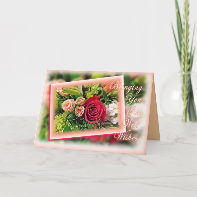 Bouquet Get Well Wishes customise Card (Front)