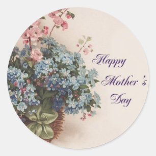 Bouquet in a Basket Classic Round Sticker
