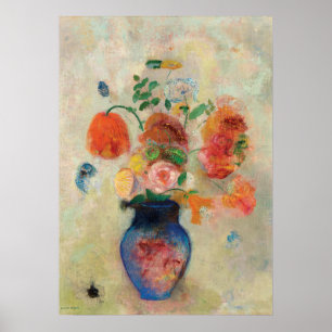 Bouquet in a Blue Vase by Odilon Redon Poster