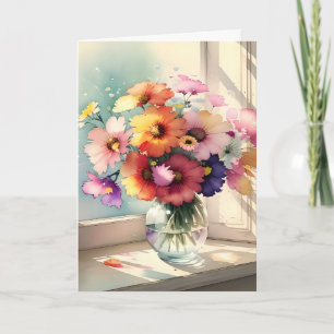 Bouquet in a Window Friend Birthday Card