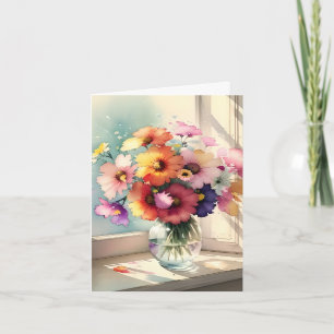 Bouquet in a Window Thank You Card