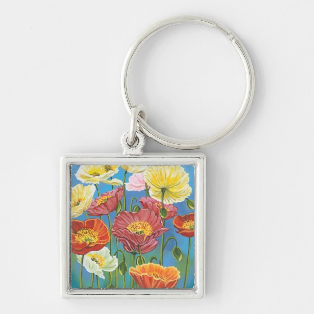 Bouquet in Border I Key Ring (Front)