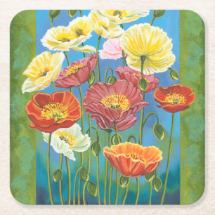 Bouquet in Border I Square Paper Coaster