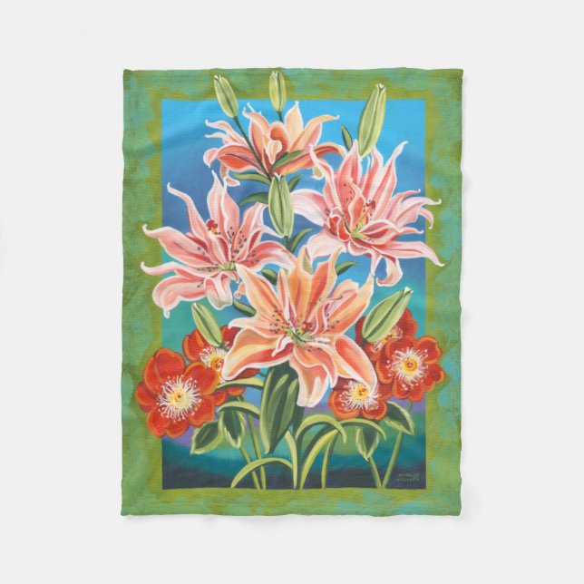 Bouquet in Border II Fleece Blanket (Front)
