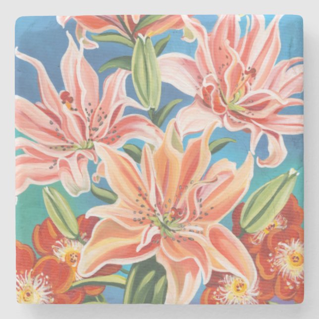 Bouquet in Border II Stone Coaster (Front)