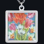 Bouquet in Border III Silver Plated Necklace<br><div class="desc">Floral</div>