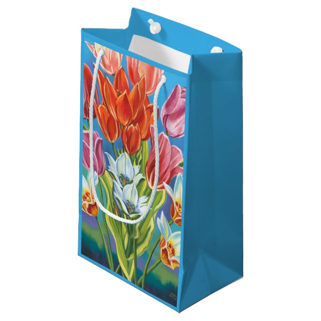 Bouquet in Border III Small Gift Bag (Front Angled)