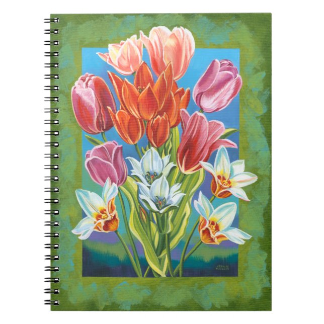 Bouquet in Border III Spiral Notebook (Front)