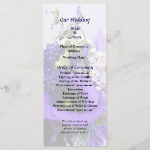 Bouquet in Shades of Purple Wedding Program Programme