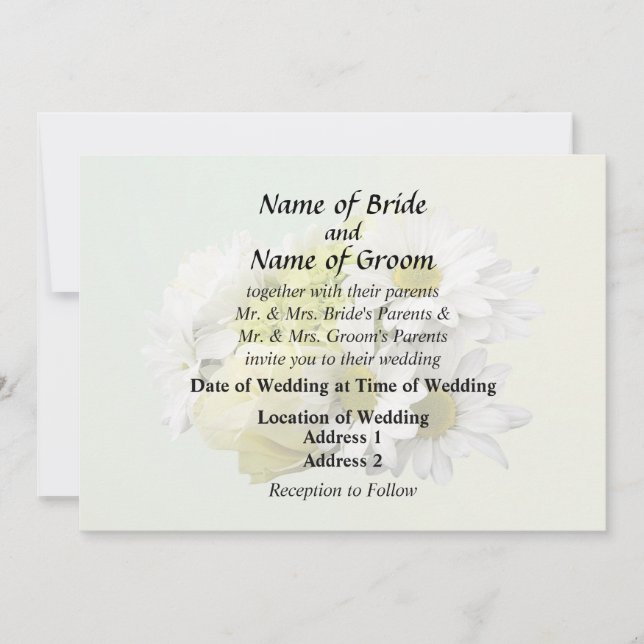 Bouquet in Shades of White and Yellow Invitation (Front)