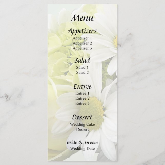 Bouquet in Shades of White and Yellow Menu (Front)