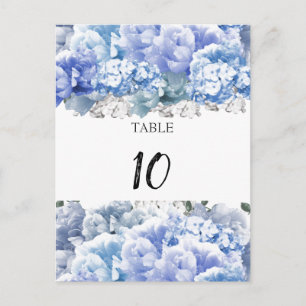 Bouquet Monochrome Blue Table Seating Number Card