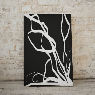 Bouquet Noir: Abstract Black and White Canvas Print