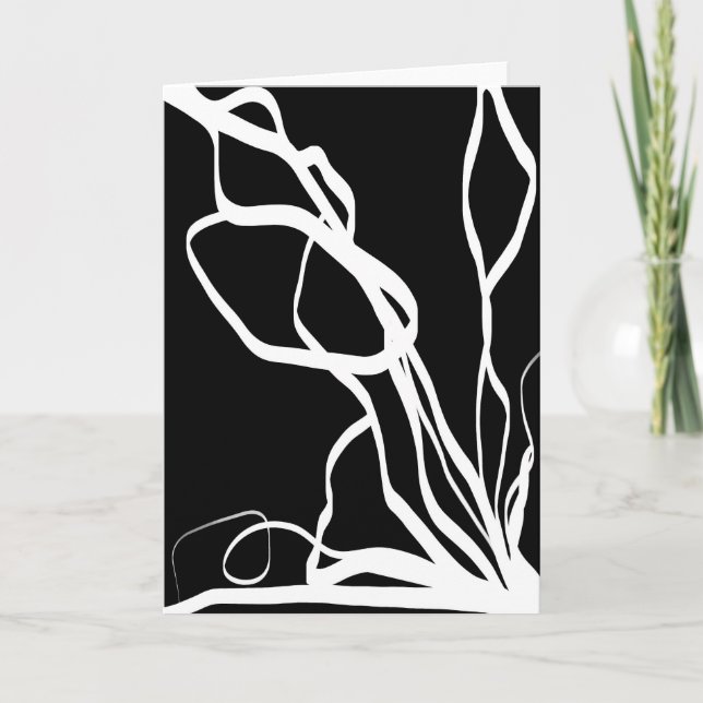 Bouquet Noir: Abstract Black & White Card (Front)