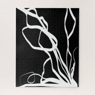Bouquet Noir: Abstract Black & White Jigsaw Puzzle