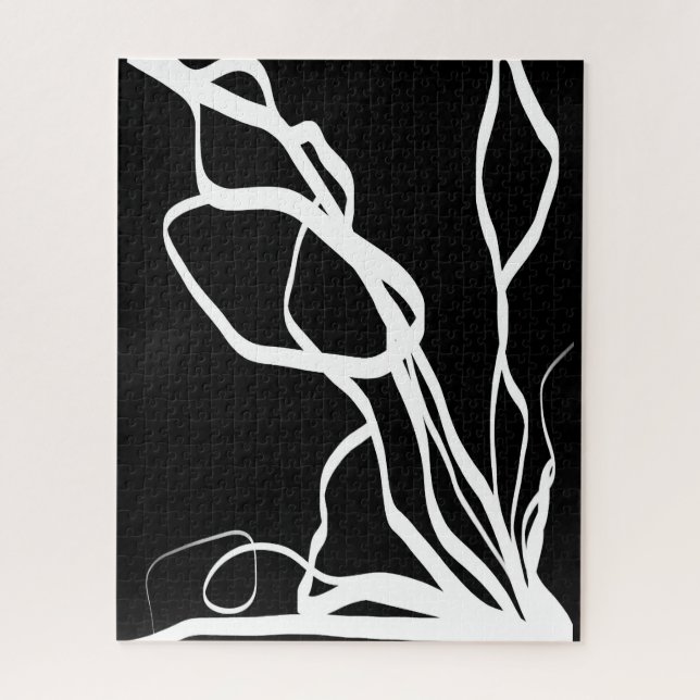 Bouquet Noir: Abstract Black & White Jigsaw Puzzle (Vertical)