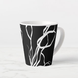 Bouquet Noir: Abstract Black & White Latte Mug
