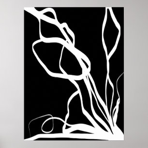 Bouquet Noir: Abstract Black & White Poster