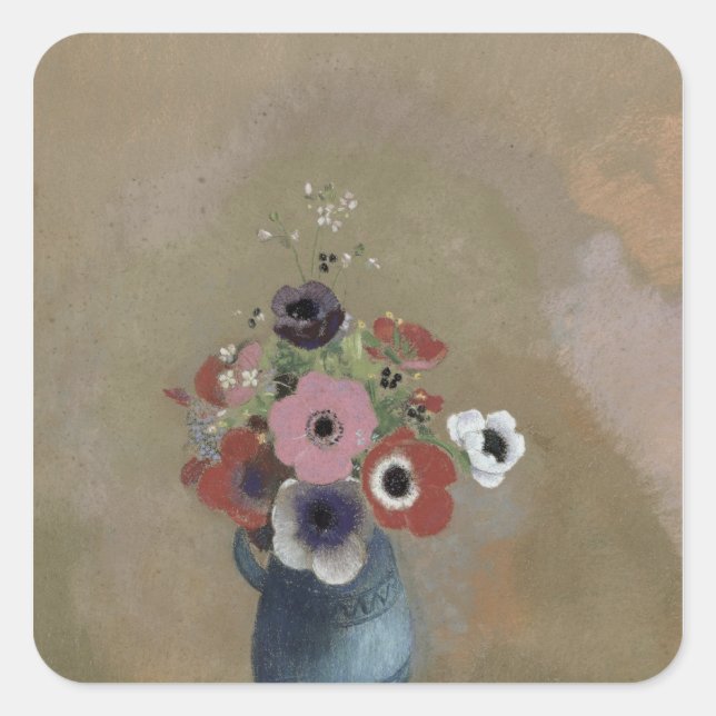 Bouquet of anemones square sticker (Front)