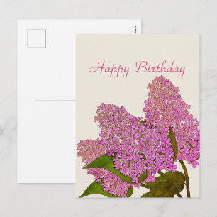 Bouquet of blooming lilacs. Happy Birthday Holiday Postcard