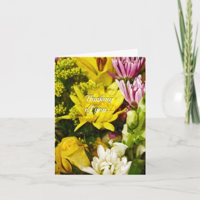 Bouquet Of Cheer Painterly Thinking Of You Card (Front)