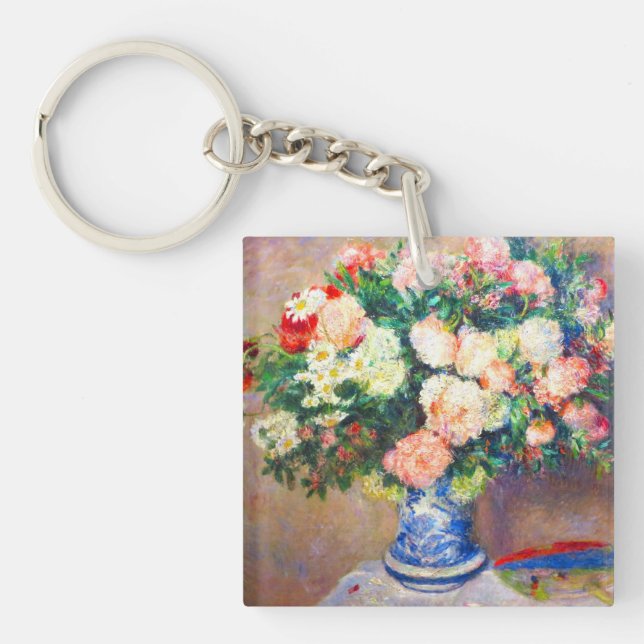 Bouquet of Chrysanthemums and a Japanese Fan Key Ring (Front)
