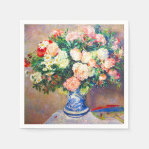 Bouquet of Chrysanthemums and a Japanese Fan Napkin