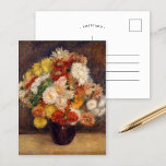 Bouquet of Chrysanthemums | Renoir Postcard<br><div class="desc">Bouquet Of Chrysanthemums (1881) | Original artwork by French Impressionist artist Pierre-Auguste Renoir (1841-1919). The painting depicts an abstract impressionist still life of flowers in earthy autumn red,  orange,  yellow and brown colours. 

Click Customise It to add your own text or personalise the design.</div>