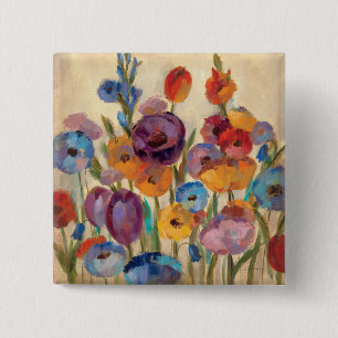 Bouquet of Colourful Flowers 15 Cm Square Badge