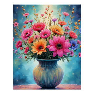 Bouquet of Colourful Flowers Poster