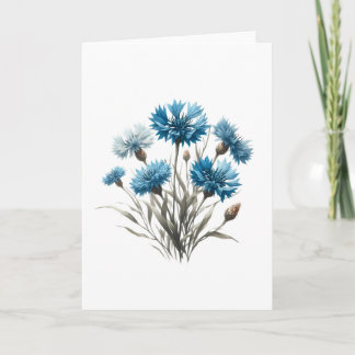 Bouquet of Cornflowers Buds and Blooms Greeting Card