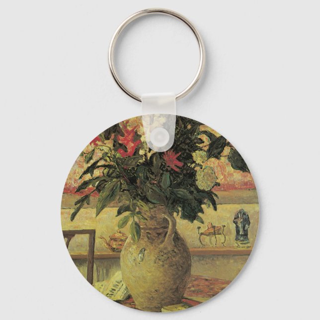 Bouquet of Flowers at Window by Maxine Maufra Key Ring (Front)