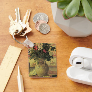 Bouquet of Flowers at Window by Maxine Maufra Key Ring