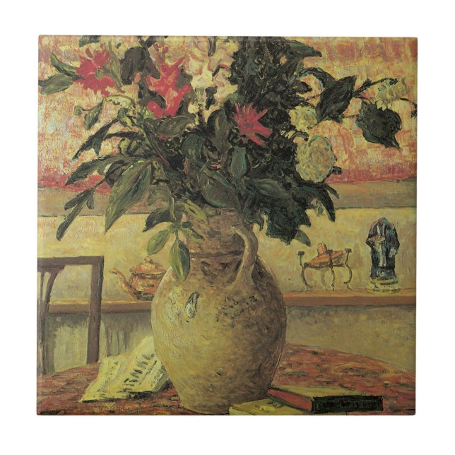 Bouquet of Flowers at Window by Maxine Maufra Tile (Front)