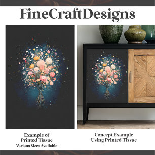 Bouquet Of Flowers Black Background BF9 Decoupage  Tissue Paper