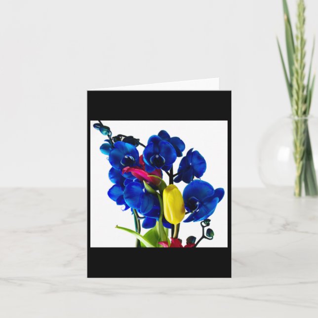 Bouquet Of Flowers - Blue Orchids  Card (Front)