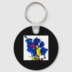 Bouquet Of Flowers - Blue Orchids Key Ring
