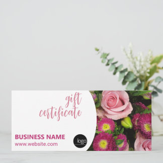 BOUQUET OF FLOWERS BUSINESS LOGO GIFT CERTIFICATE