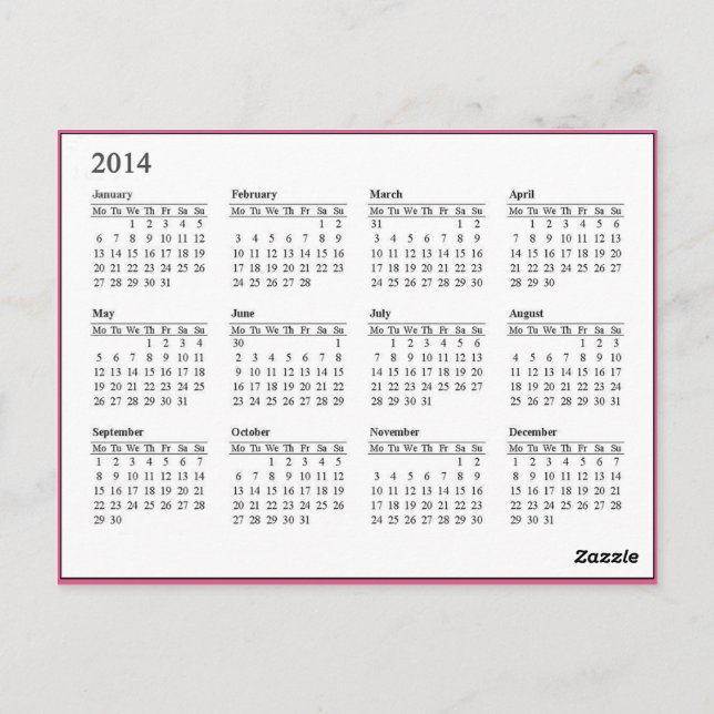 Bouquet of Flowers Calendar postcard (Back)