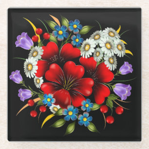 Bouquet of Flowers Glass Coaster