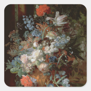 Bouquet of Flowers in a Landscape Square Sticker