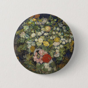 Bouquet of Flowers in a Vase 6 Cm Round Badge