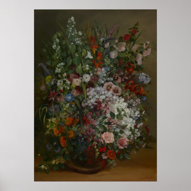Bouquet of Flowers in a Vase by Gustave Courbet Poster (Front)