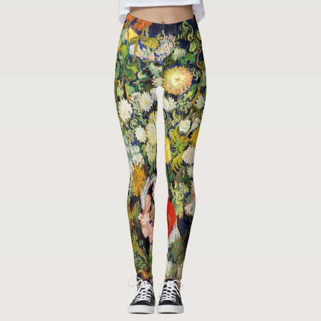 Bouquet of Flowers in a Vase by Vincent Van Gogh Leggings (Front)